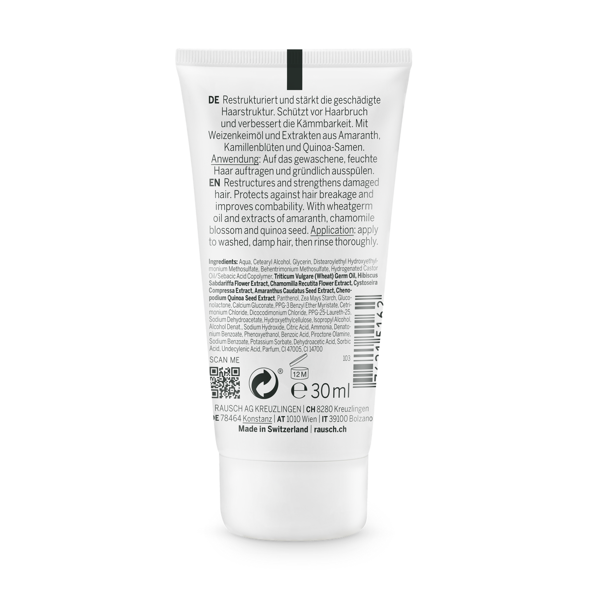 Rausch Repair Conditioner with Amaranth 30 ml (Travel Size) - back