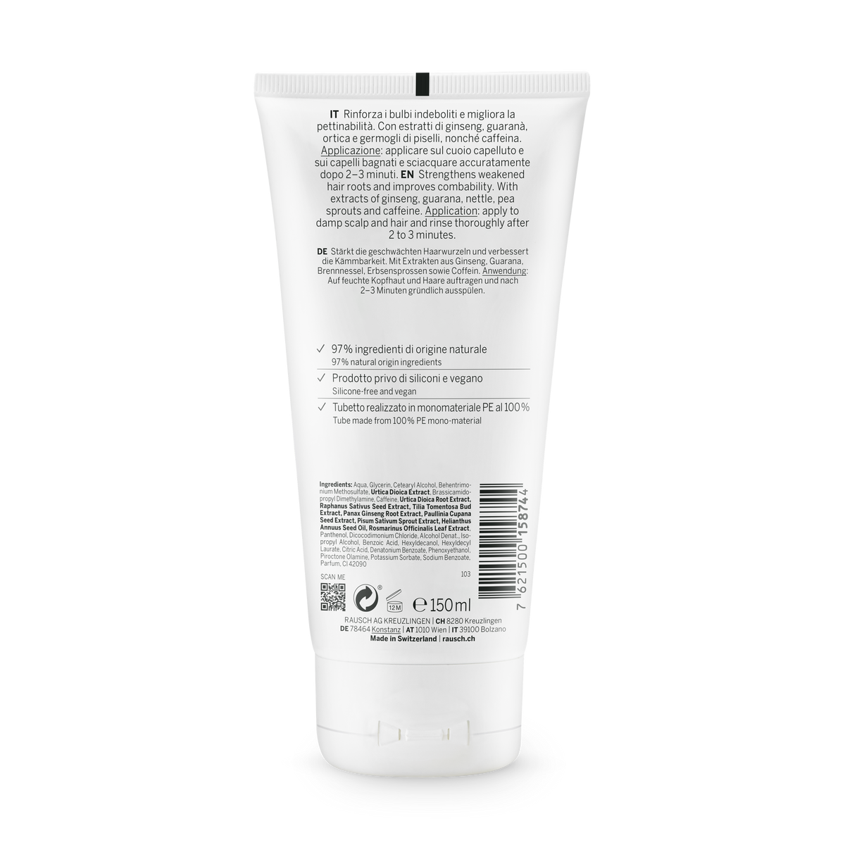Rausch Caffeine Conditioner with Ginseng 200 ml - back