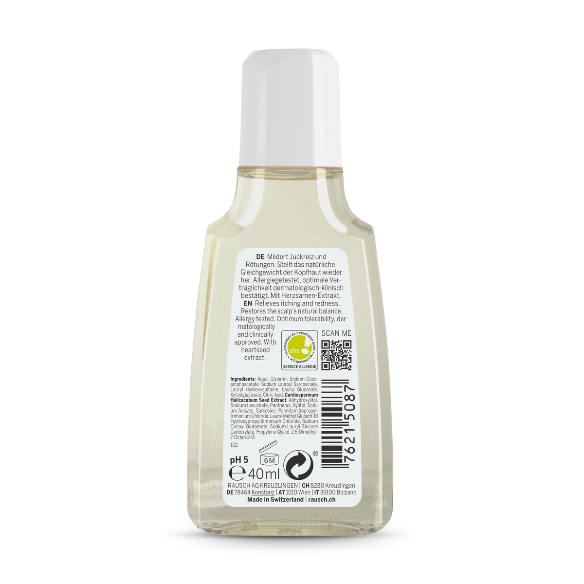 Rausch Sensitive Shampoo with Heartseed 40 ml (Travel Size) - back