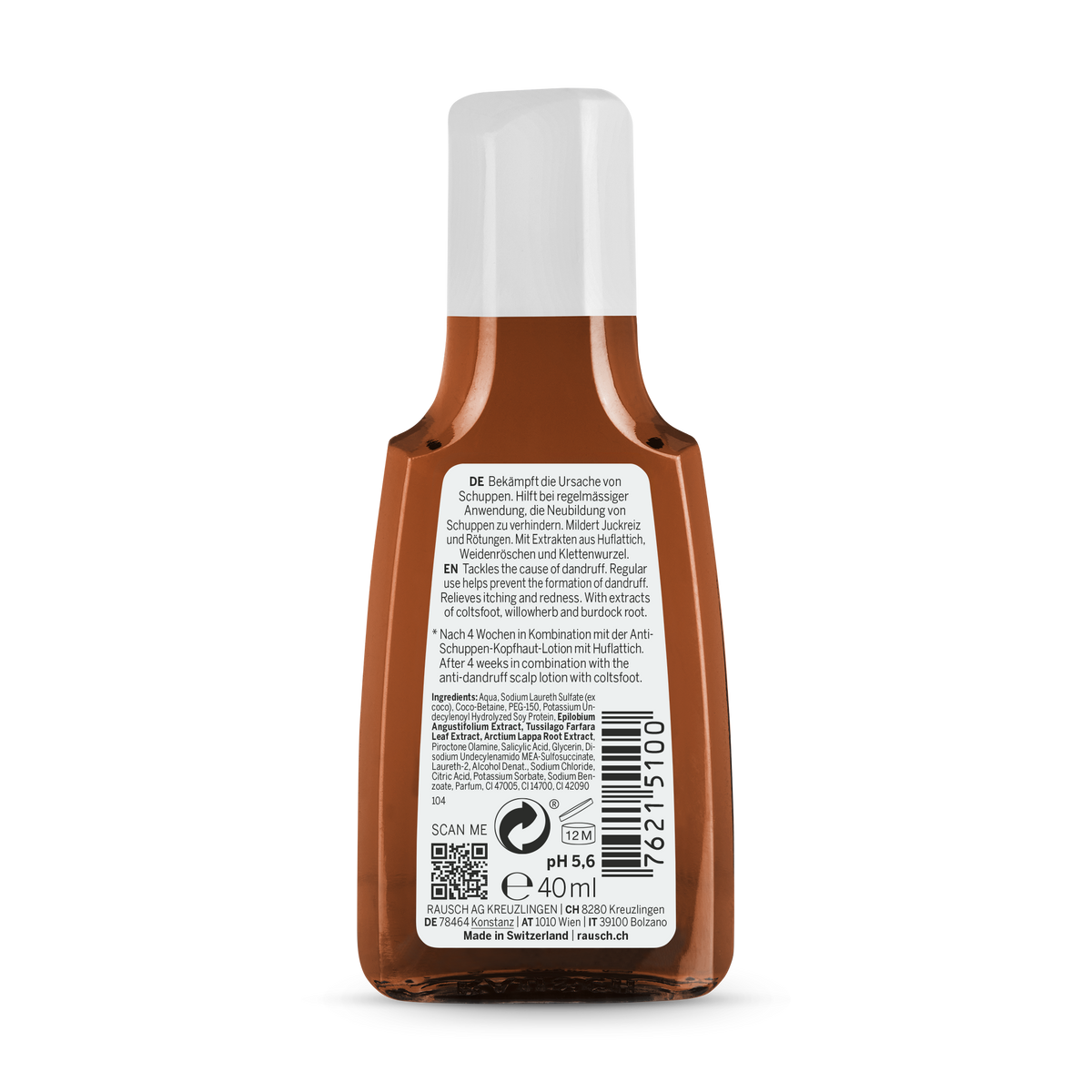 Rausch Anti-Dandruff Shampoo with Coltsfoot 40 ml (Travel Size) - back