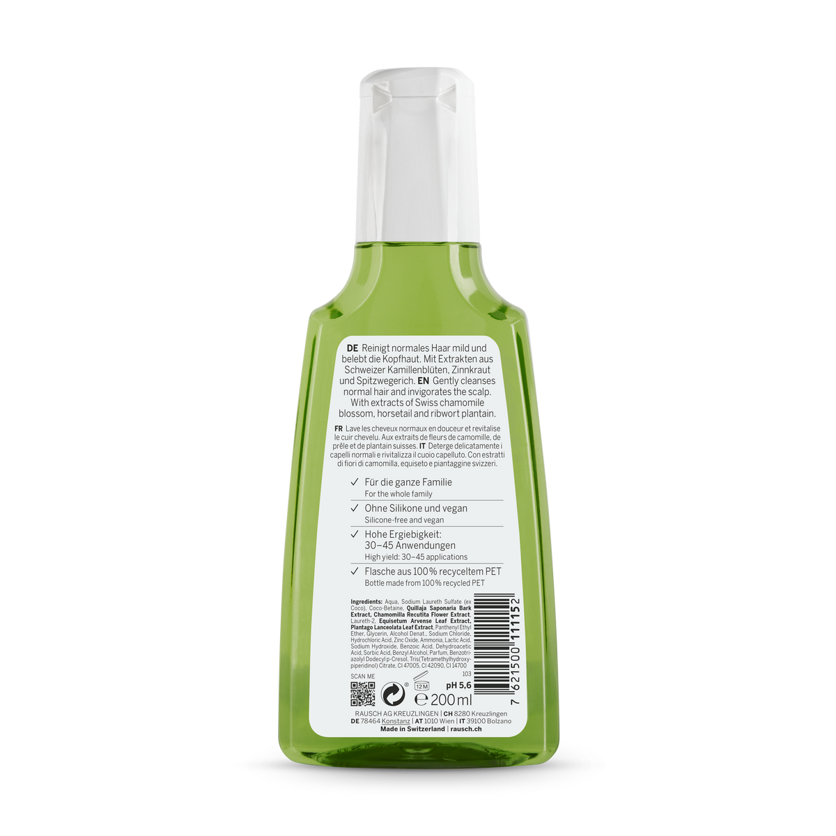 Rausch Care Shampoo with Swiss Herbs 200 ml - back