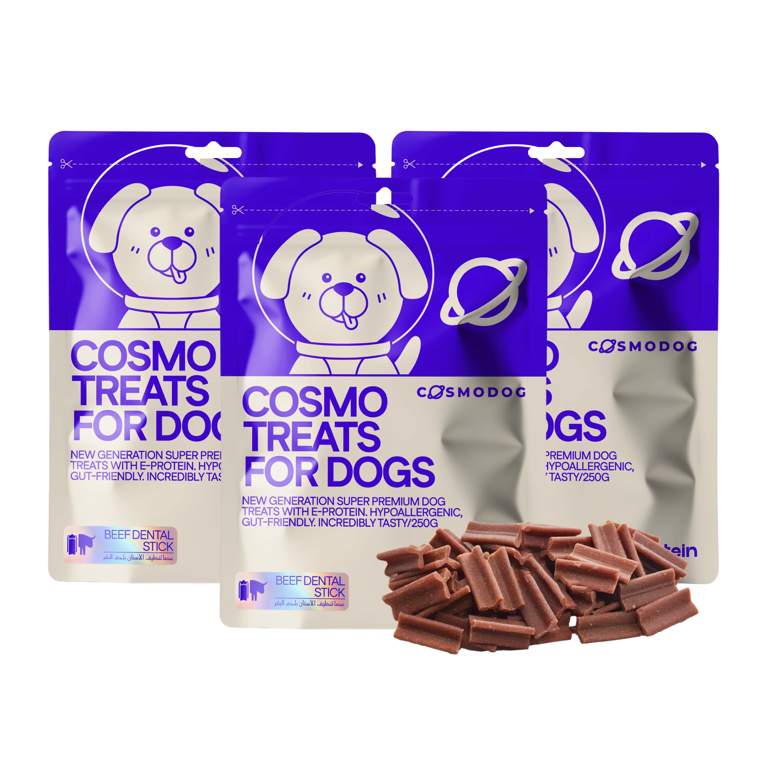 Dog Treats With Beef dental stick, 250g, E-Protein, Hypoallergenic