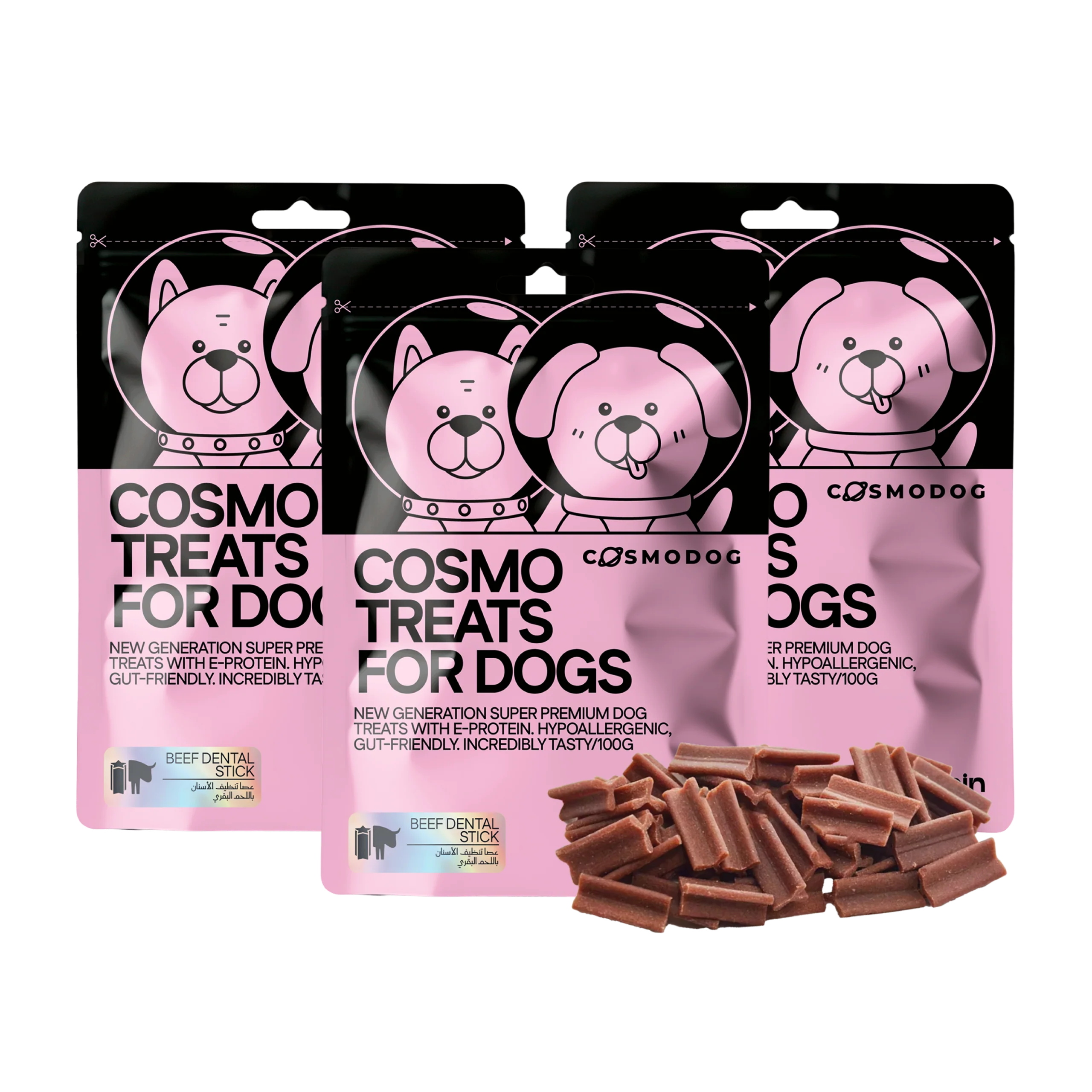 Dog Treats With Beef dental stick, 100g, E-Protein, Hypoallergenic